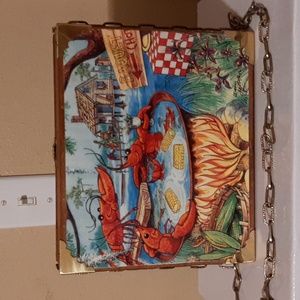 Wooden Cigar Box Purse - "Crawfish Hot Tub"